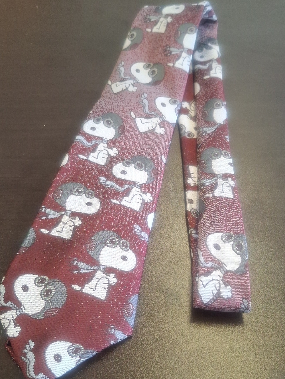 Snoopy Character Burgundy Tie